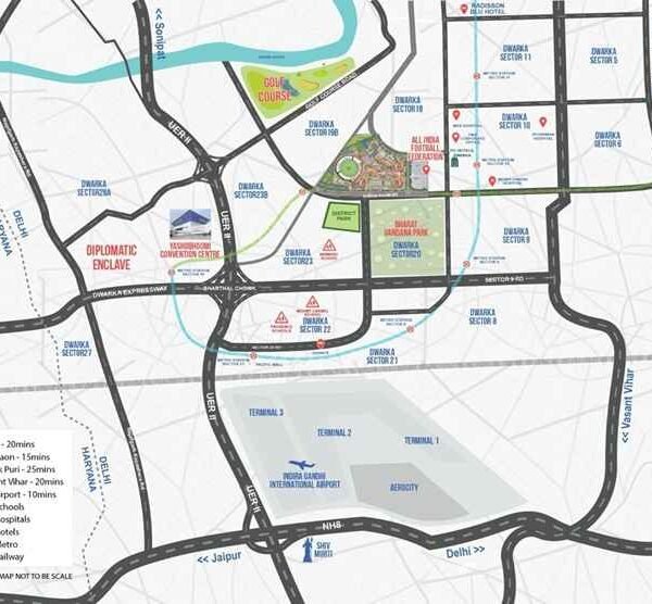 Map displaying Omaxe State location and surrounding area.